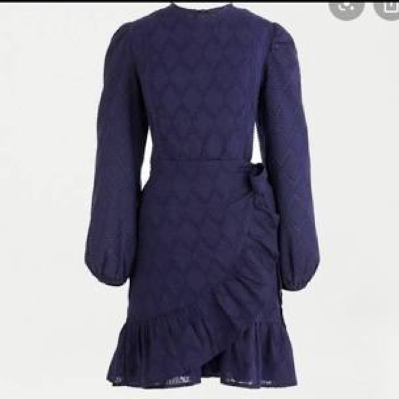 J. Crew Navy Puff Sleeve Wrap Dress - Picture 1 of 9